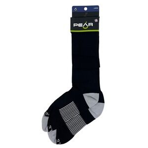 Pear‎ Performance Socks Mens Large Black Blue White Striped Over Calf Soccer NEW